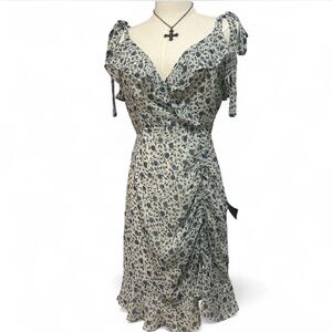 NWT Lulus| Flourishing Blooms White Floral Tie-Strap Ruched Mini Dress Size M